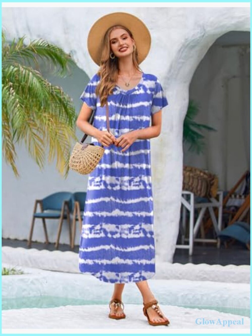 Plus Size Long Nightgown 3 Pack Short Sleeve V Neck Mid-Calf House Dress - Picture 6 of 7